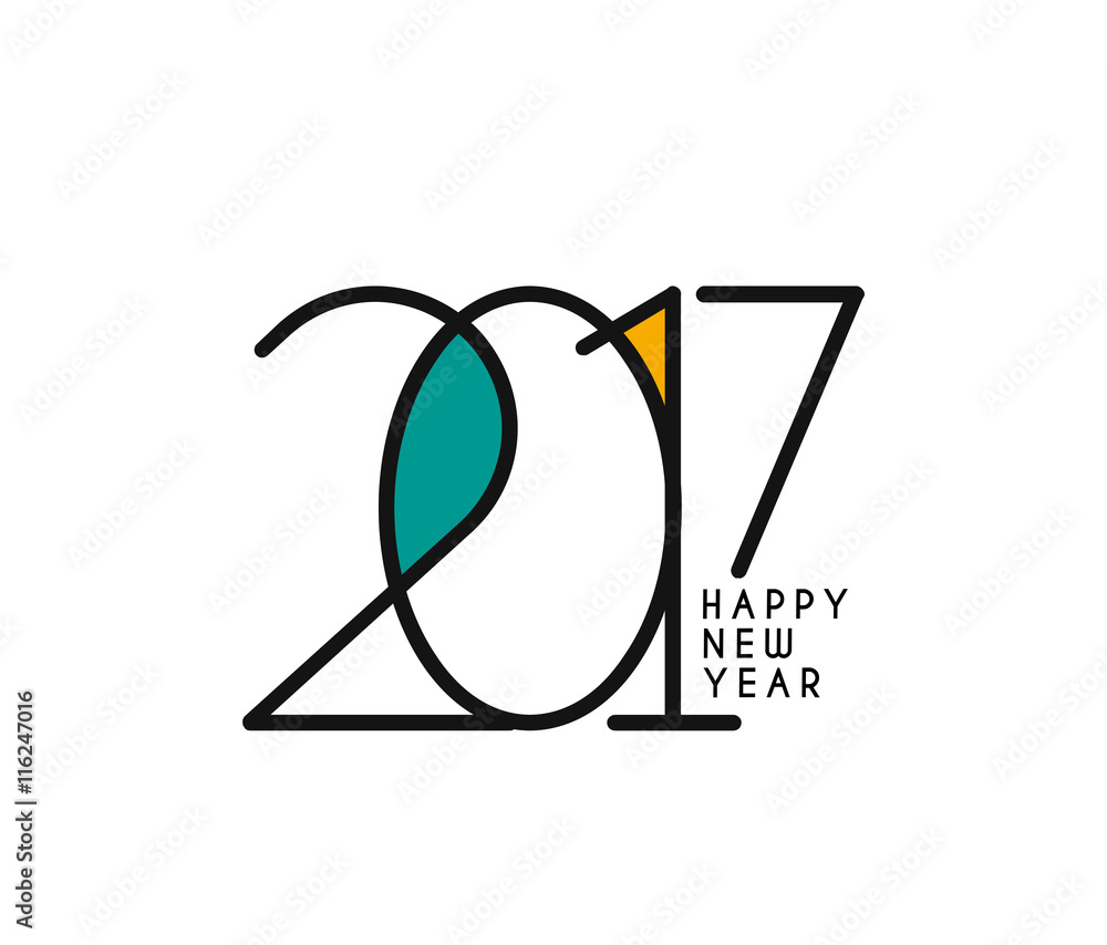 Happy new year 2017 Text Design vector