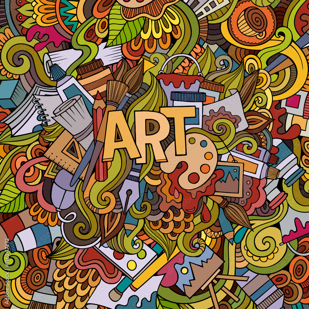 Art hand lettering and doodles elements background