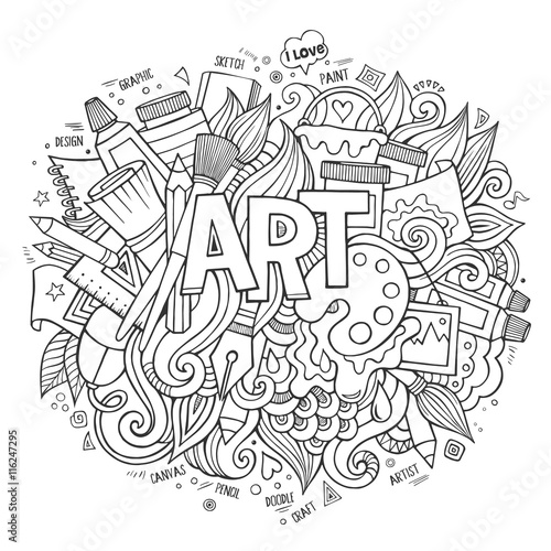 Art hand lettering and doodles elements