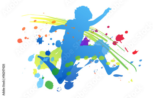 bambino, saltare, cromoterapia, gioco, giocare