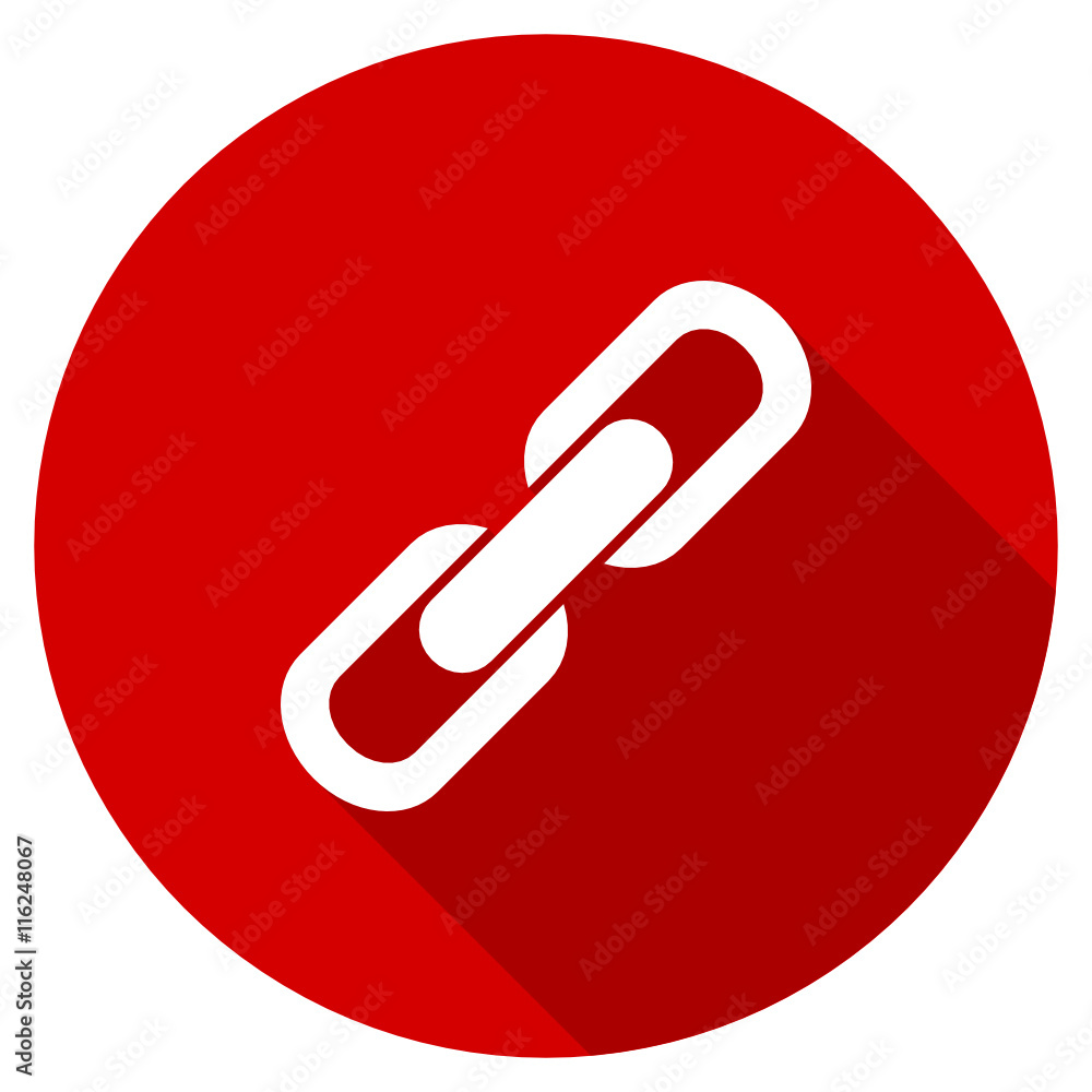Flat design red round chain vector icon Flat design red round chain vector icon