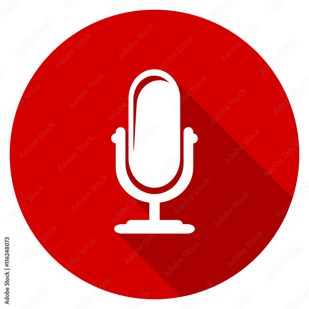 Flat design red round microphone vector icon Flat design red round microphone vector icon