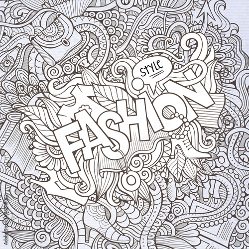 Fashion hand lettering and doodles elements background
