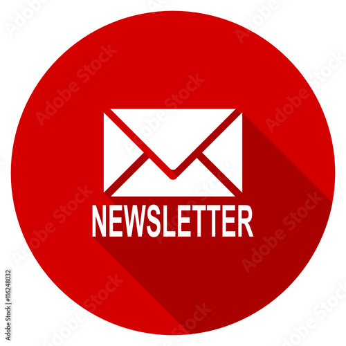 Flat design red round web newsletter vector icon