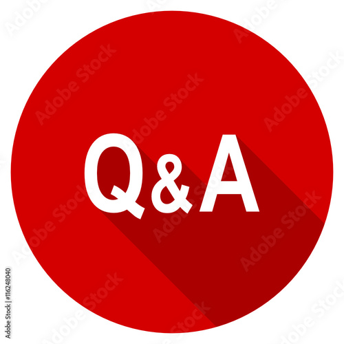 Flat design red round web question answer vector icon