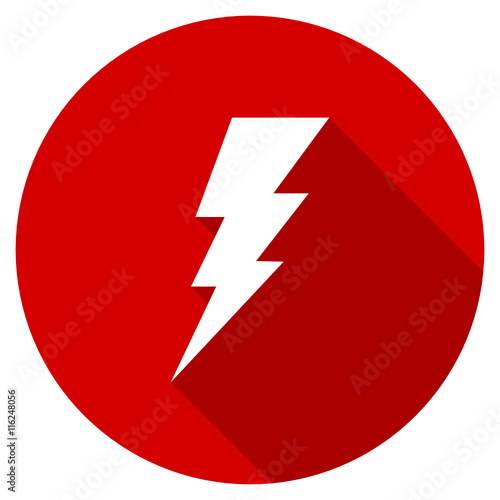 Flat design red round bolt vector icon