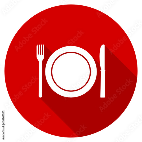 Flat design red round web vector icon