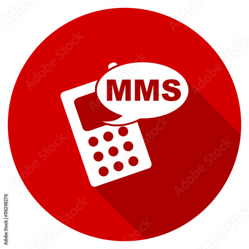 Flat design red round mms vector icon photo