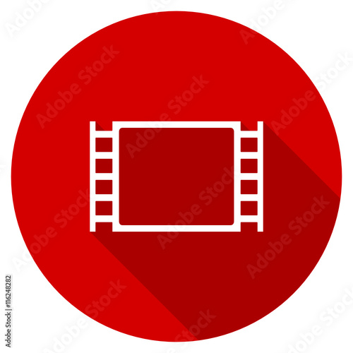 Flat design red round cinema vector icon