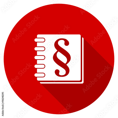 Flat design red round justice vector icon