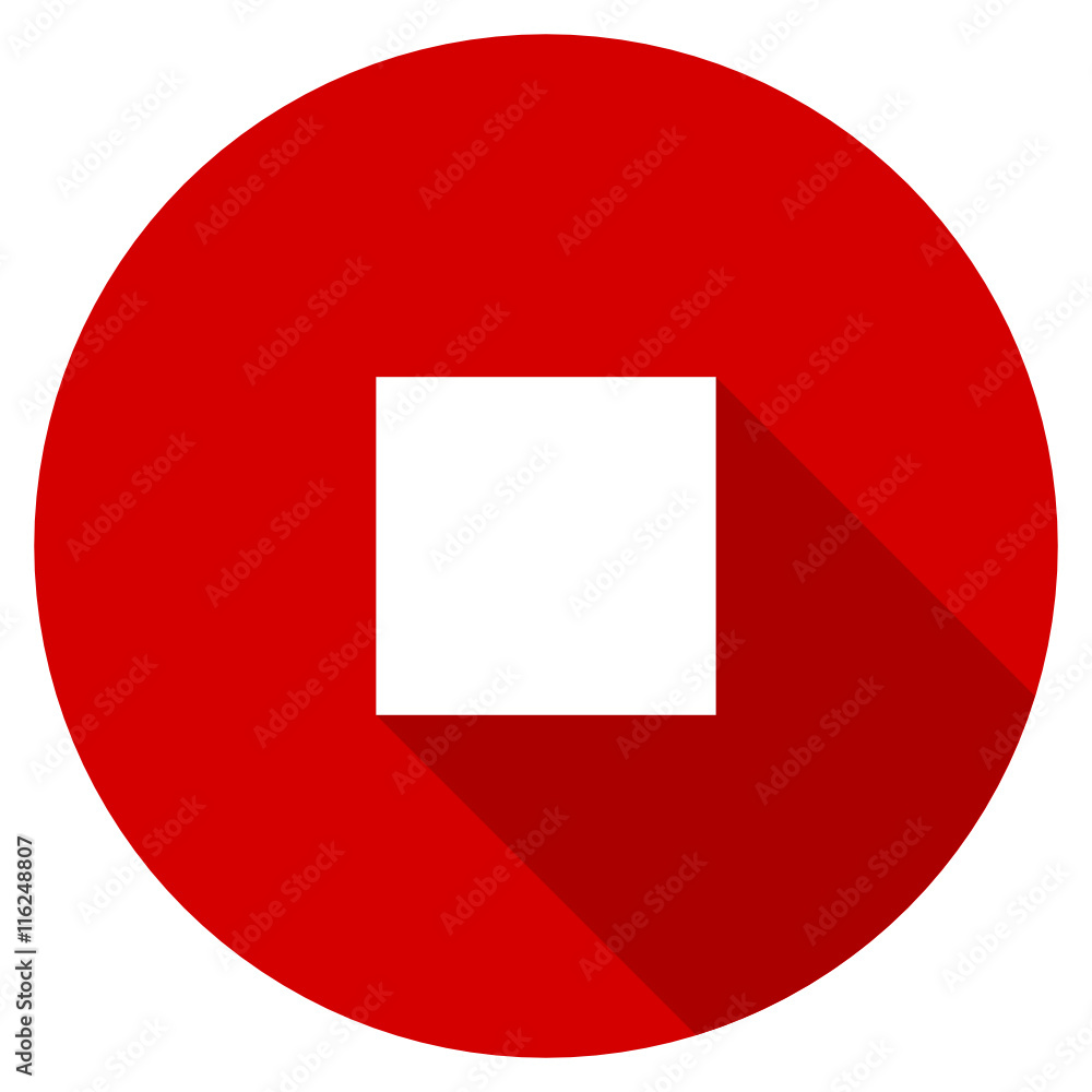 Flat design red round stop vector icon Flat design red round stop vector icon