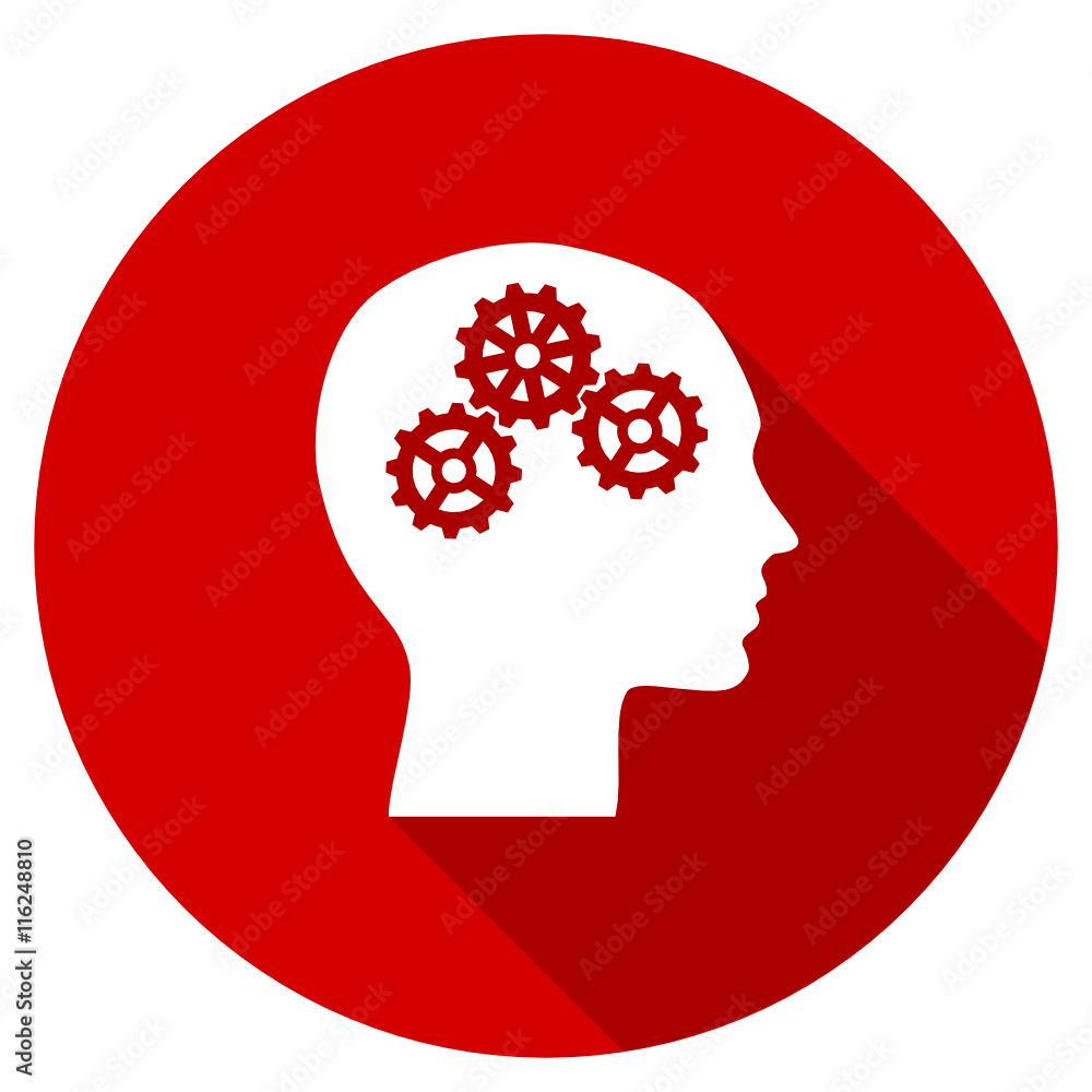 Flat design red round head vector icon Flat design red round head vector icon