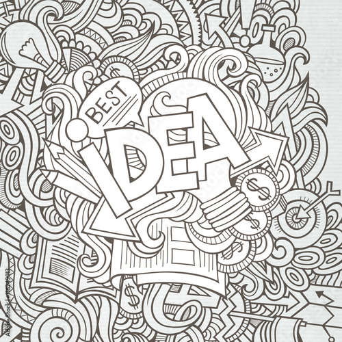 Idea hand lettering and doodles elements background