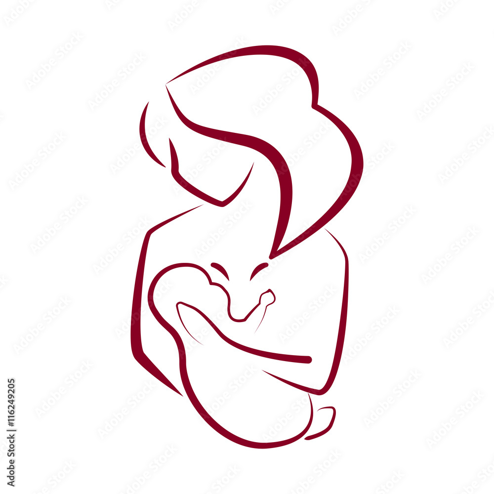 Stylized silhouette of breastfeeding woman. Stylized silhouette of breastfeeding woman.