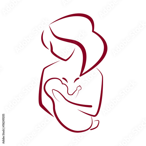 Stylized silhouette of breastfeeding woman.