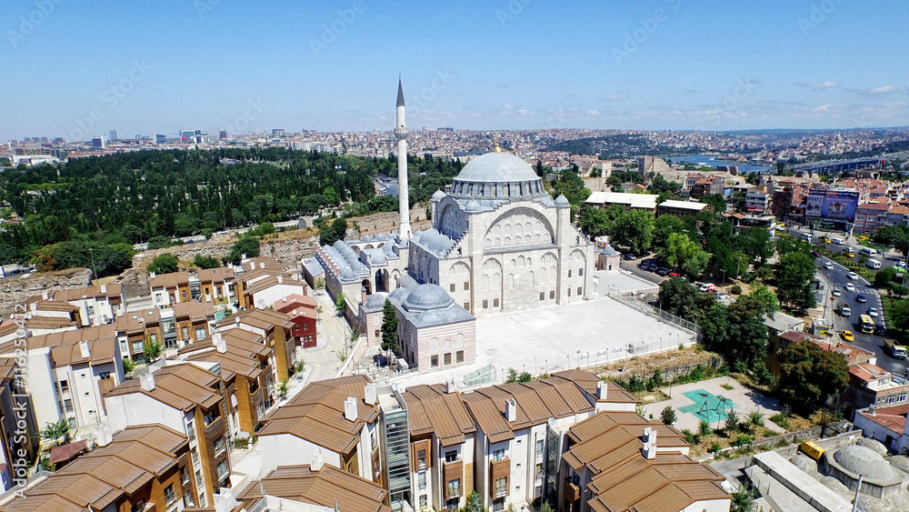 Aerial view of the Istanbul. Mosques and city view