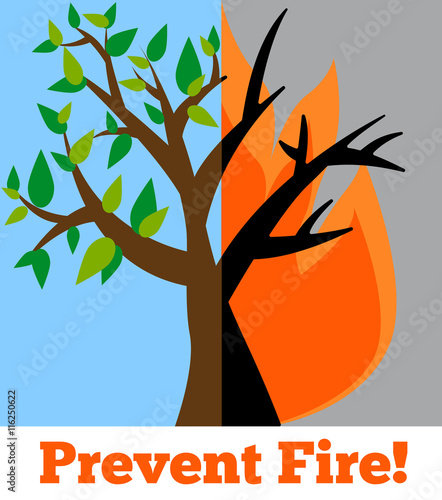  Stop fire vector image. Wildfire alert