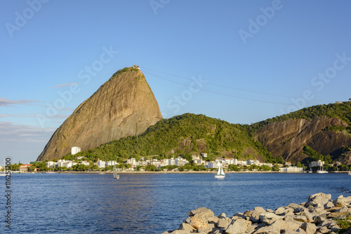 Sugar Loaf hill and water of Guanabara bay in Rio de Janeiro
