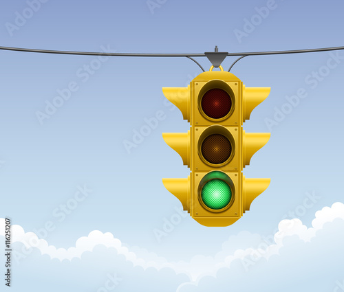 Retro green traffic light
