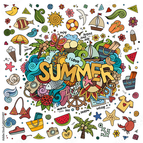 Doodles abstract decorative summer background