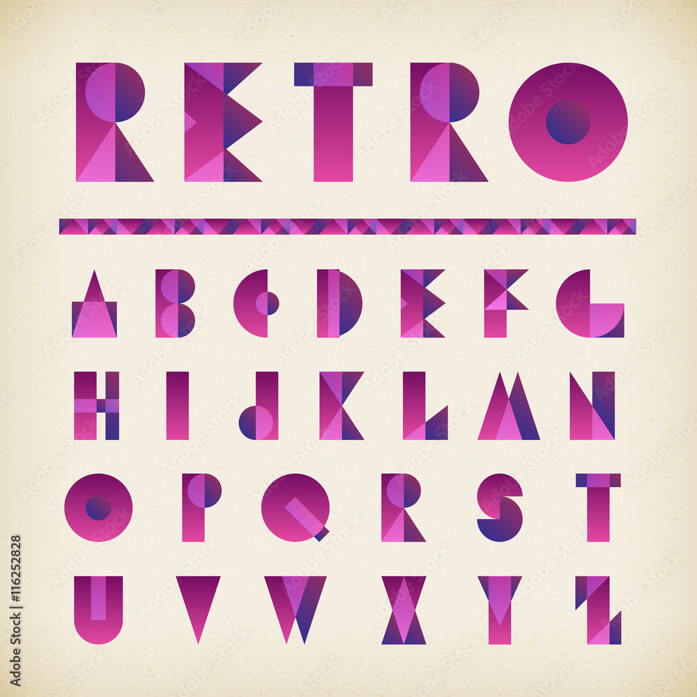 Retro gradient violet and pink alphabet typography gradient font Retro gradient violet and pink alphabet typography gradient font