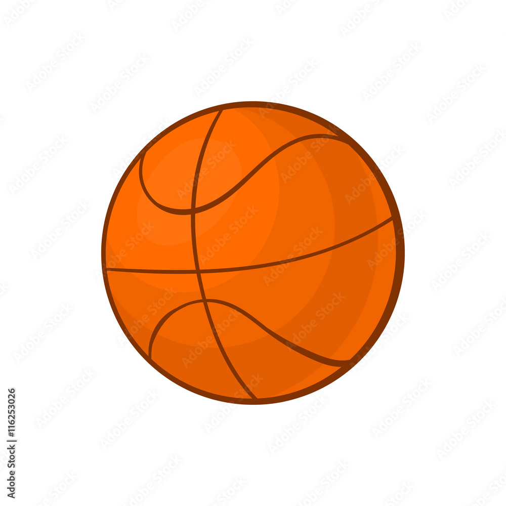 Basketball ball icon in cartoon style on a white background