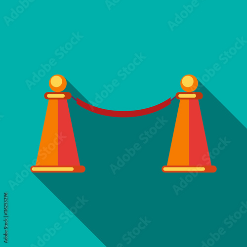Barrier rope icon in flat style on a turquoise background