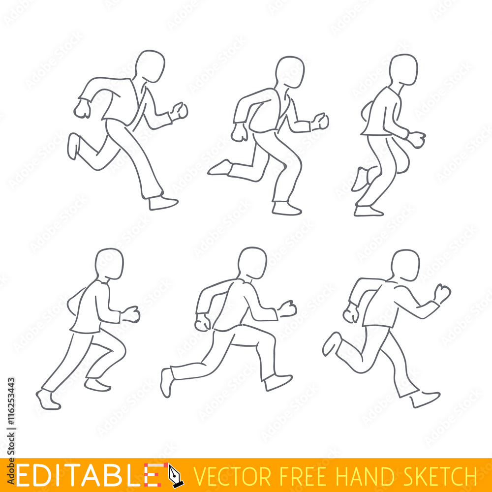Phases of run, state for animation. Editable vector graphic in linear style. Phases of run, state for animation. Editable vector graphic in linear style.