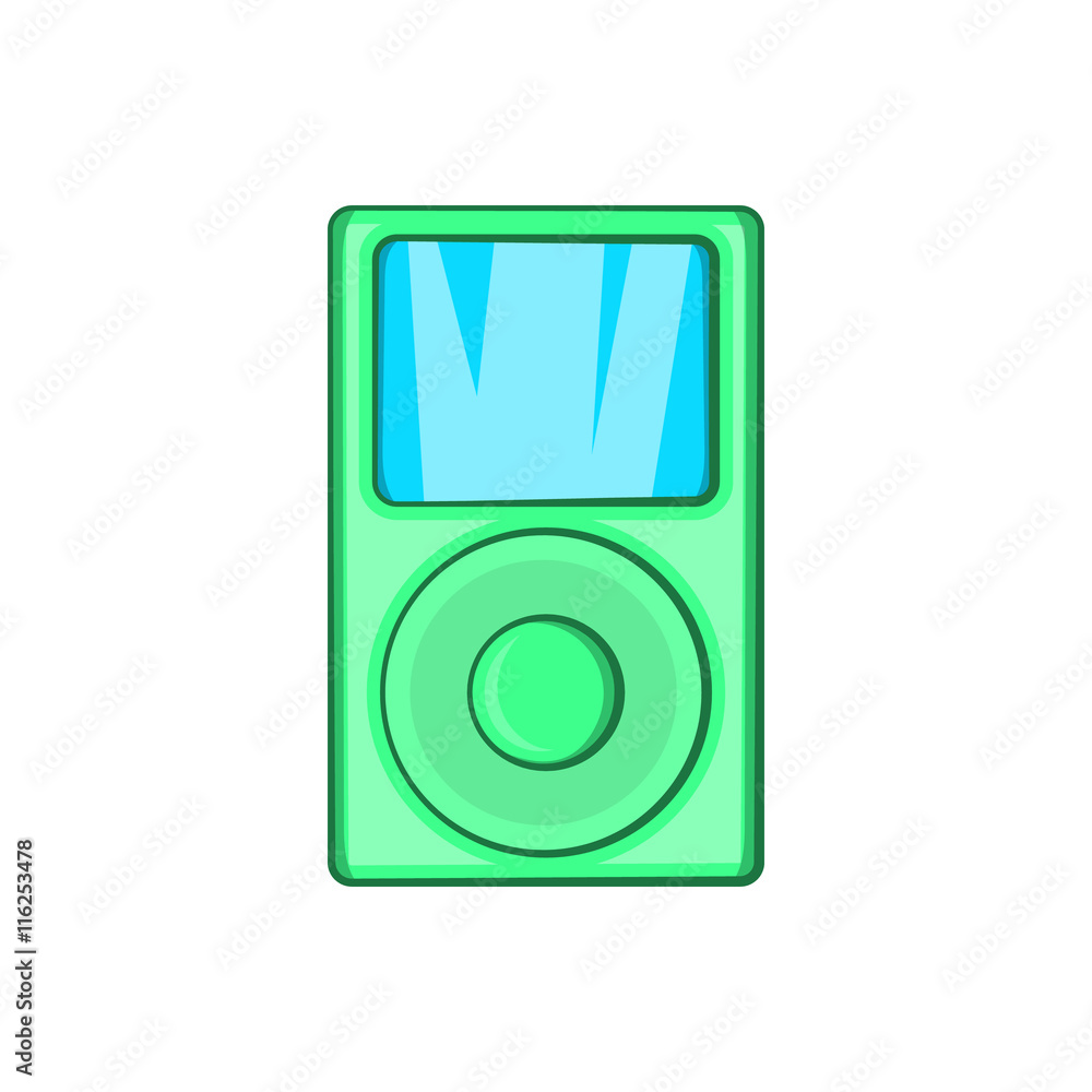 Mp3 player icon in cartoon style on a white background