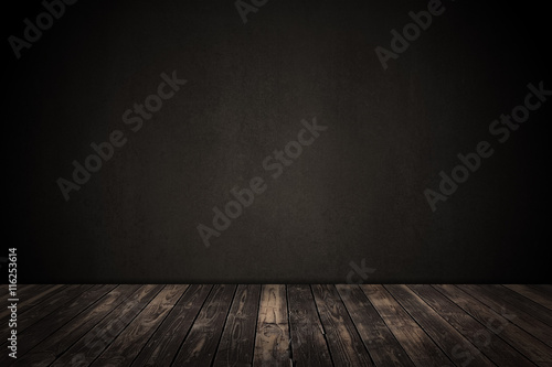 Wooden floor and concrete wall