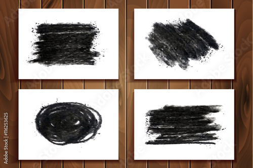 Hand drawn charcoal chalk texture set