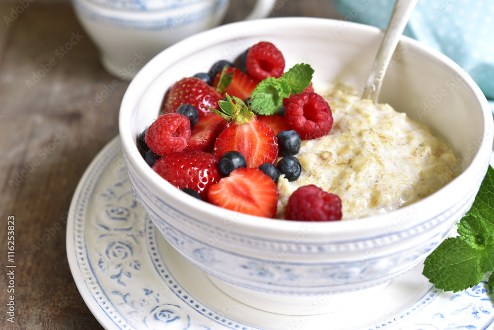 Oat porridge with fresh berries. Oat porridge with fresh berries.