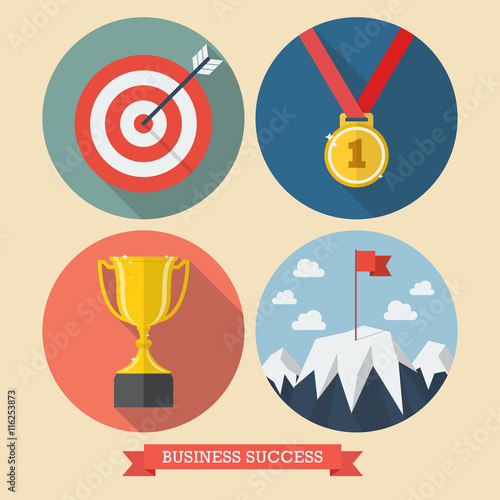 Business success flat style icons