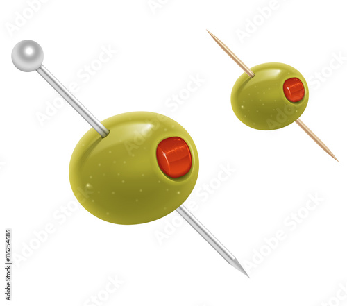 Olives on cocktail sticks