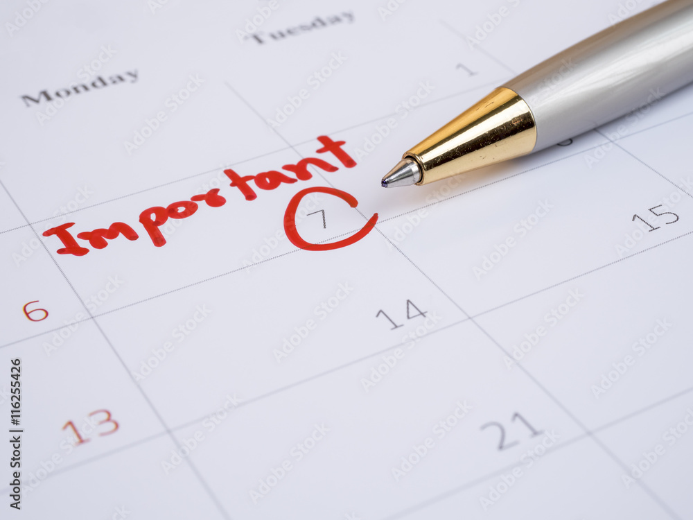 Important date on calendar desk 10 Important date on calendar desk 10