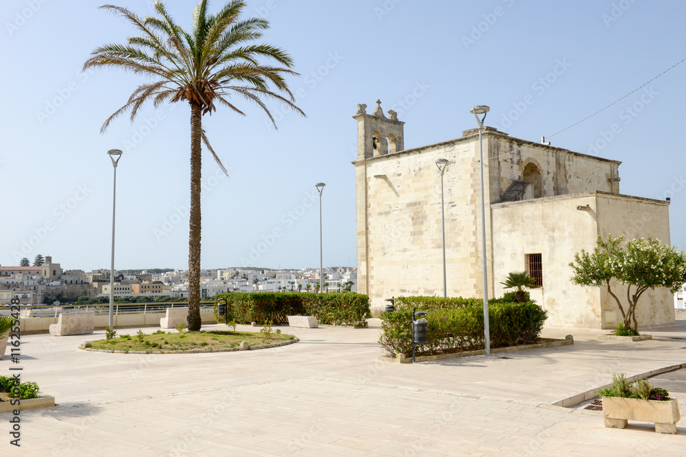 Beautiful town of Otranto and its beach on Salento peninsula