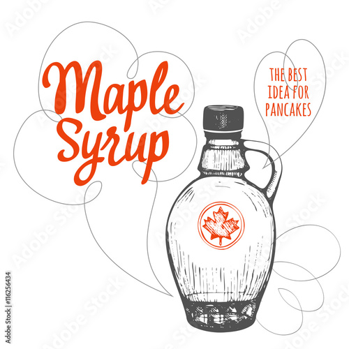 Canadian food in the sketch style. Maple syrup.