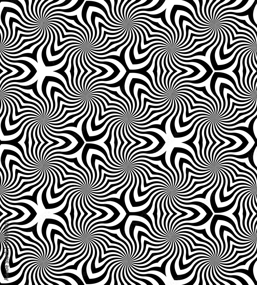  Vector Illustration. Seamless Beautiful Monochrome Curls Pattern.Black and White Geometric Abstract Background.  Suitable for textile, fabric and packaging