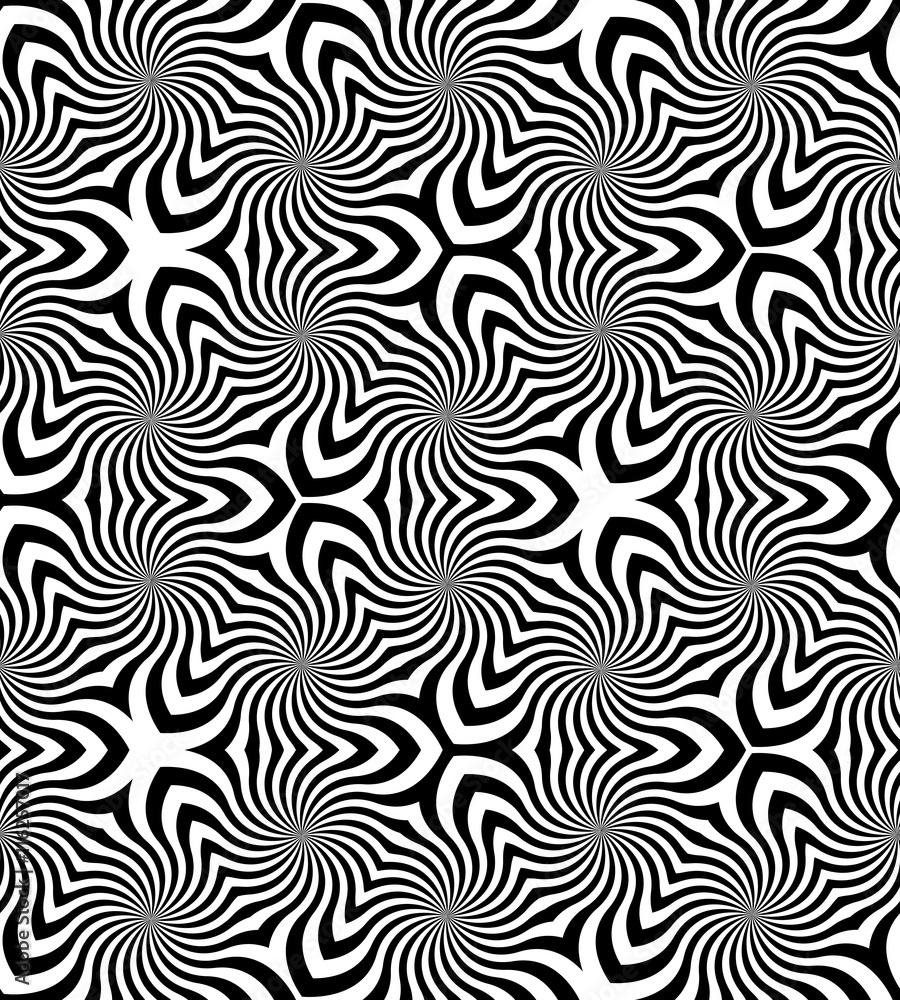 Vector Illustration. Seamless Beautiful Monochrome Curls Pattern.Black and White Geometric Abstract Background. Suitable for textile, fabric and packaging Vector Illustration. Seamless Beautiful Monochrome Curls Pattern.Black and White Geometric Abstract Background. Suitable for textile, fabric and packaging