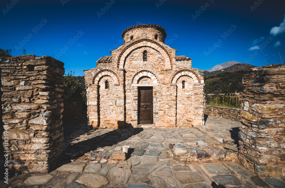 Church of the Panayia in Fodele, Crete island, Greece. Byzantine Church of Annunciation of the Virgin Mary near El Greco museum.