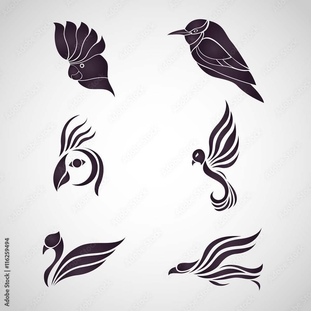 Fototapeta premium Bird logo icon vector set
