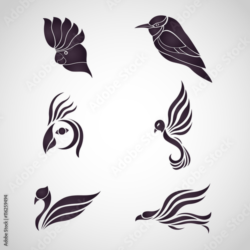 Bird logo icon vector set © ilovecoffeedesign