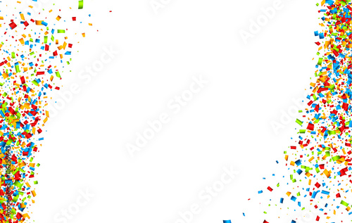 White background with confetti.