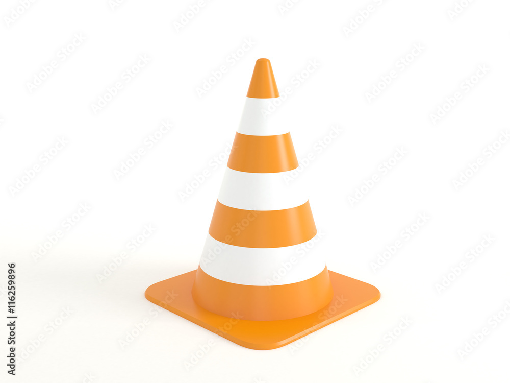 Single traffic road cone isolated on white background. High-resolution 3d illustration Single traffic road cone isolated on white background. High-resolution 3d illustration