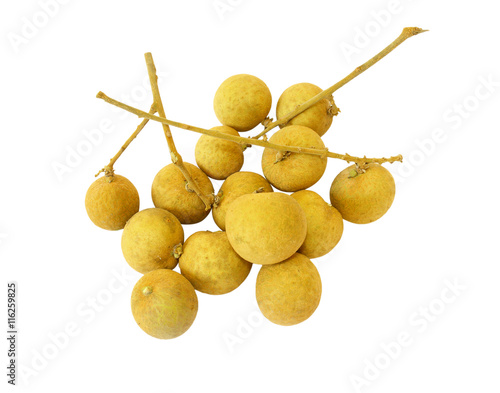 Thai Fruit Fresh Longans Isolated on White Background