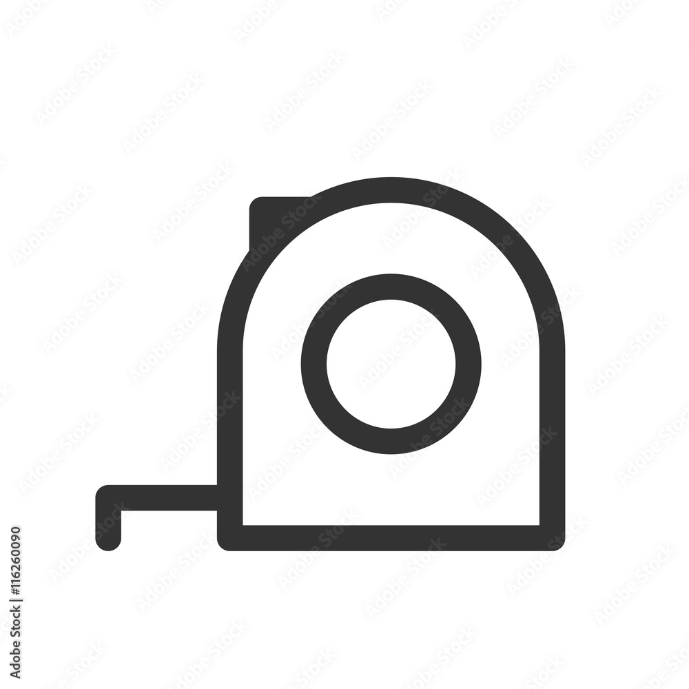 Tape measure icon. Roulette construction symbol. Simple flat logo of tape measure isolated on white background. Vector illustration. Tape measure icon. Roulette construction symbol. Simple flat logo of tape measure isolated on white background. Vector illustration.