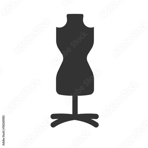 Fashion stand, female torso mannequin icon. Tailor mannequin. Dummy mannequin. Simple flat logo of mannequin isolated on white background. Vector illustration.