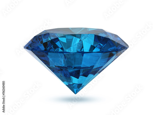 Blue diamond isolated on white background , 3d rendering photo