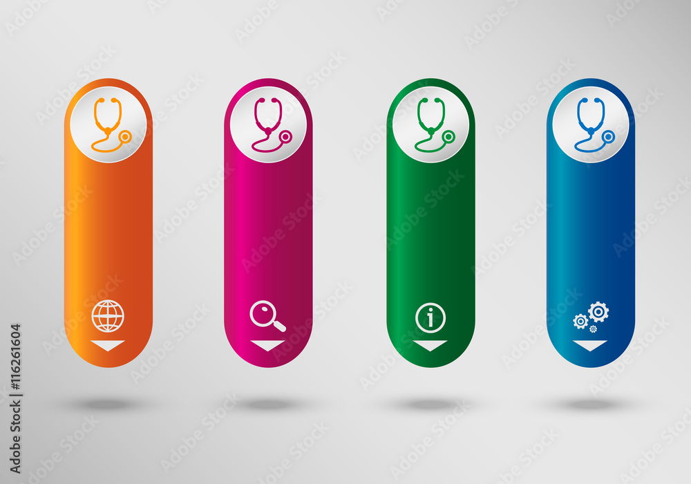 Stethoscope icon on vertical infographic design template, can b Stethoscope icon on vertical infographic design template, can b