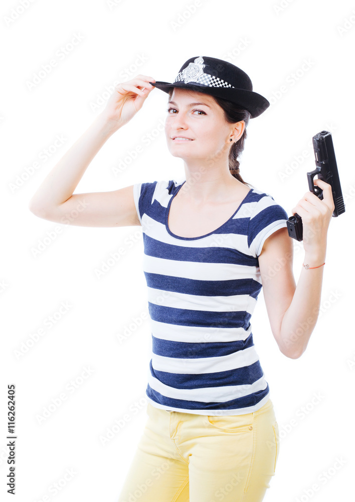 Policewoman with gun Policewoman with gun